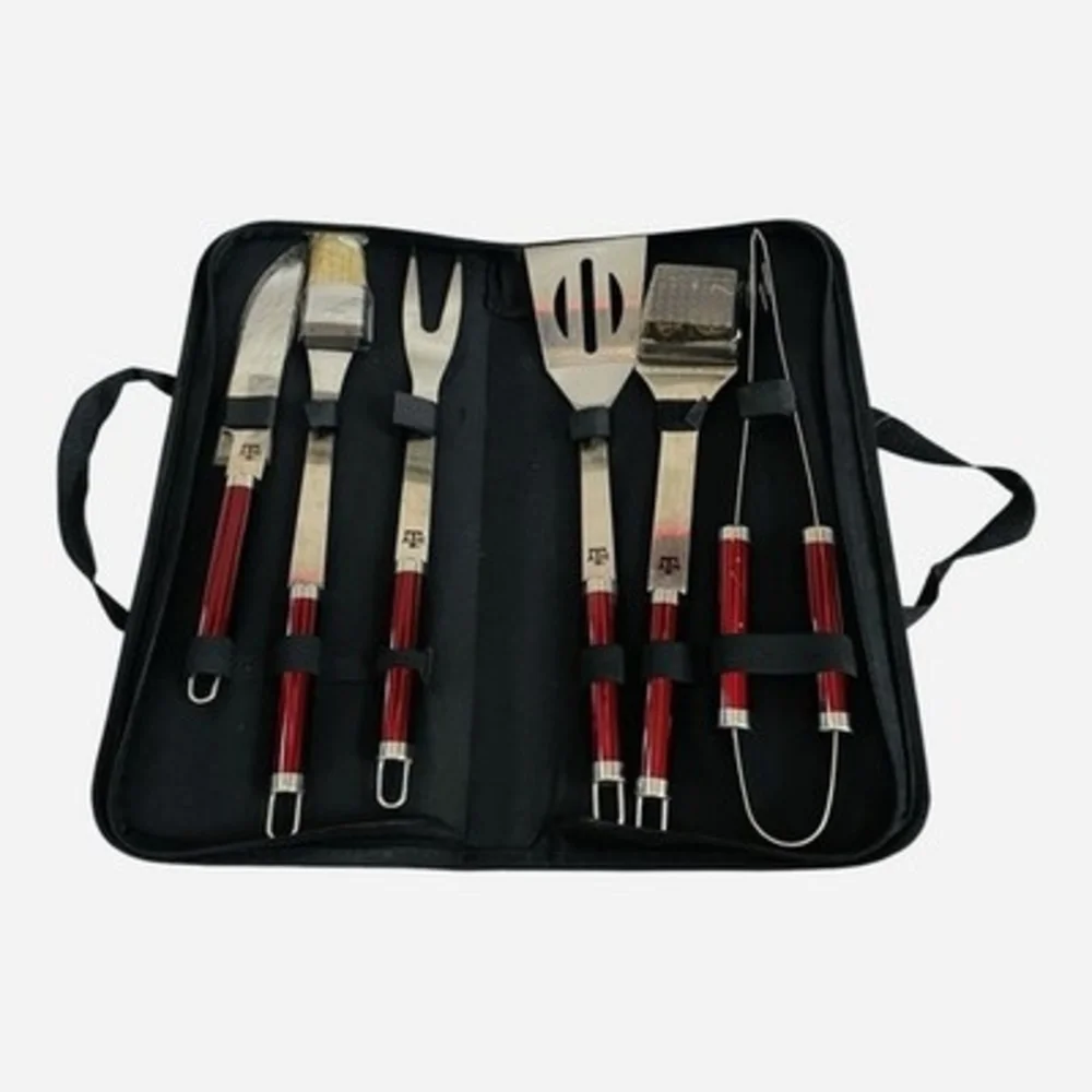 Texas A&M Aggies 6pc BBQ Grill Tool Set Licensed NCAA Case NWOT